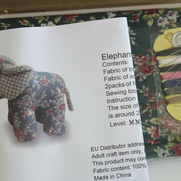 Sewing Craft Kits Stuffed Animals Calico Patchwork Teddy Bears Elephant - Picture 5 of 10